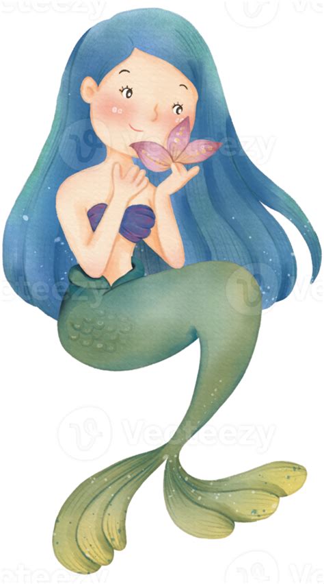 Watercolor Cute Mermaid Clipart Png 16627642 Png