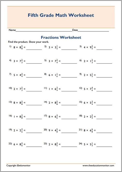 Multiplying Mixed Fractions And Whole Numbers Worksheets
