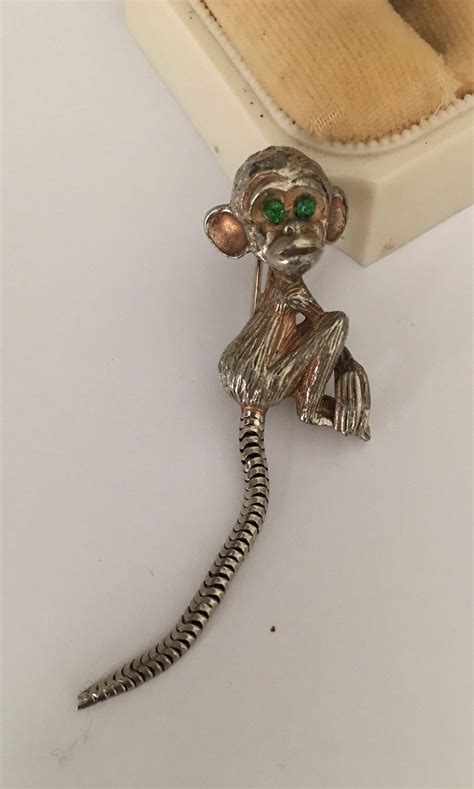 Vintage Monkey Brooch, Gold Monkey Brooch, Monkey pin, Monkey Jewellery, Monkey Brooch 