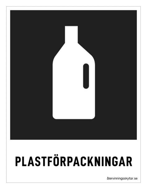 Återvinningsskylt För Avfallssortering Av Plastförpackningar