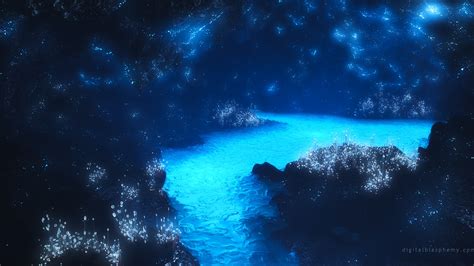 Glow Worm Caves Fantasy Landscape Digital Ocean Fantasy Places