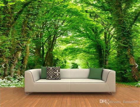 3d Photo Wall Mural Green Tree Nature Landscape Wall