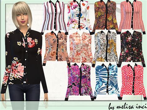 The Sims Resource Floral Blouses