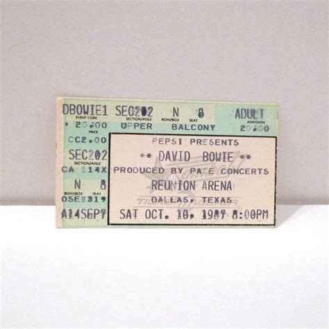 David Bowie Ticket Stub 101087 Vintage Live In Concert Etsy David