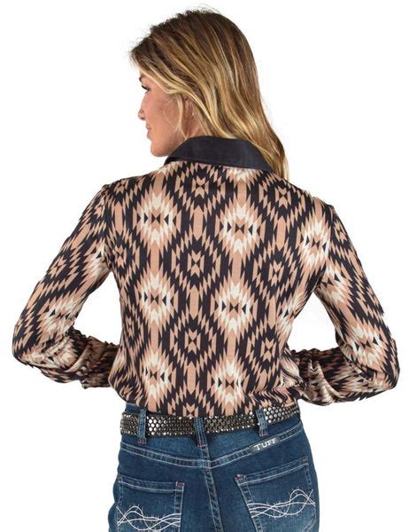 Cowgirl Tuff Womens Earth Tone Pullover Aztec Polyester Ls Shirt The Western Company
