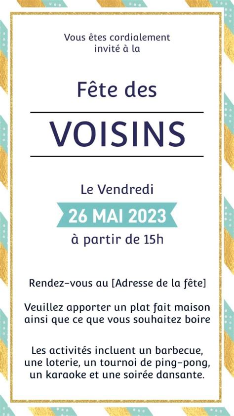 Invitation à la Fête des Voisins meilleurs modèles gratuits et idées de textes