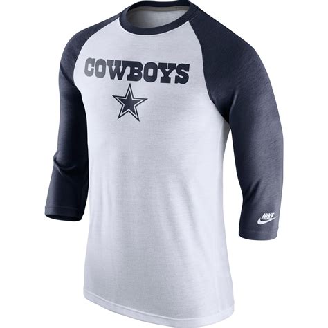 Nike Dallas Cowboys Whitenavy Historic Tri Blend 34 Sleeve Raglan T Shirt