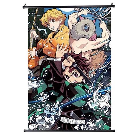 Shiyao Anime Demon Slayer Poster Fabric Scroll Painting Wall Picture