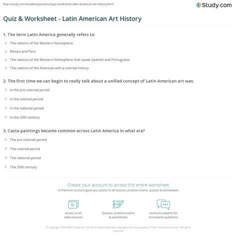 Quiz And Worksheet Latin American Art History