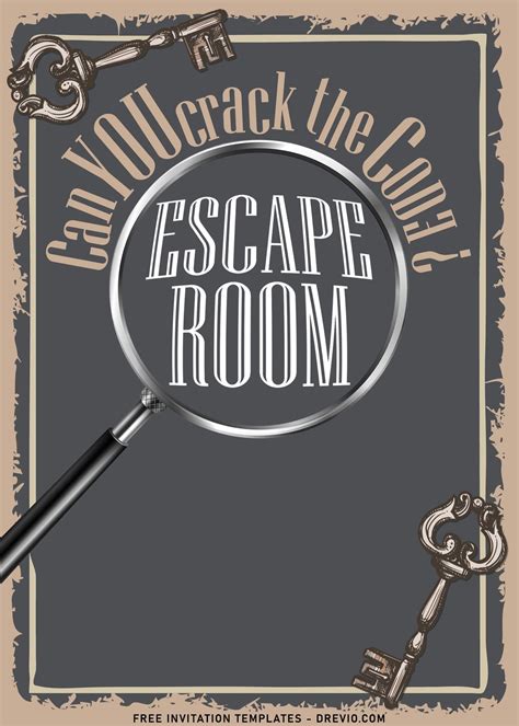 Free 8 Vintage Locks And Keys Escape Room Party Invitation Templates