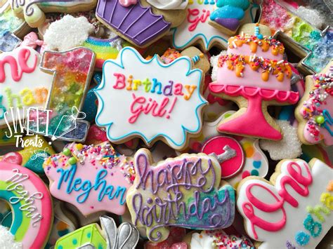 Bright Birthday Cookies Girl Birthday Cookies Rainbow Cookies