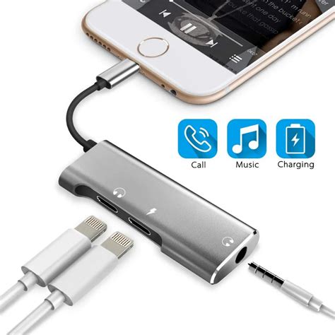 3 In 1 Dual For Lightning With 35 Mm Headphone Jack Audio Adapter