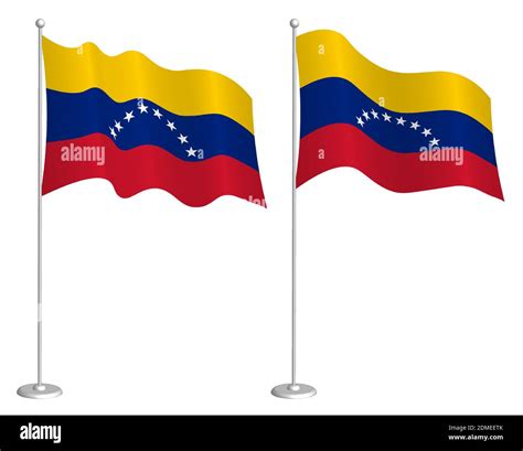Venezuela Flag On Flagpole Waving In Wind Holiday Design Element