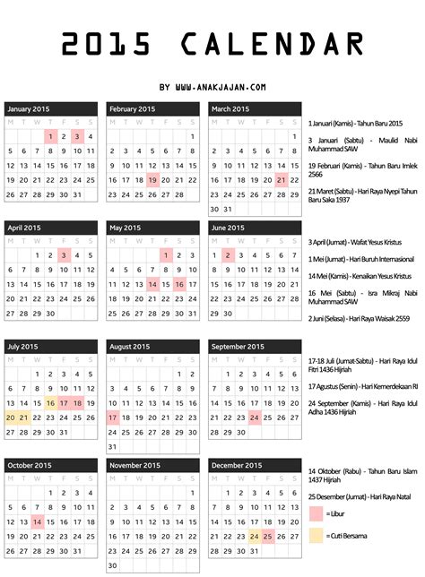 Calendar With Holidays 2015 Pictures Images