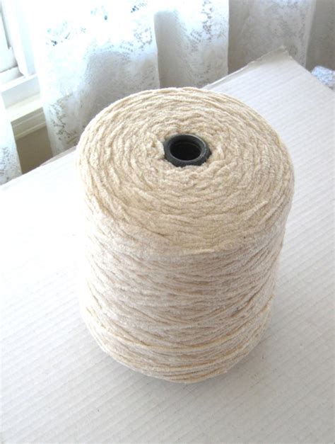 100 Cotton Chenille Yarn Cone 3 Lbs 1500 Yds Natural