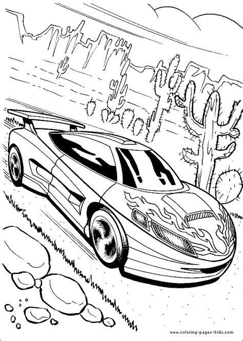 Hot Wheels Color Page Coloring Pages For Kids Cartoon Characters