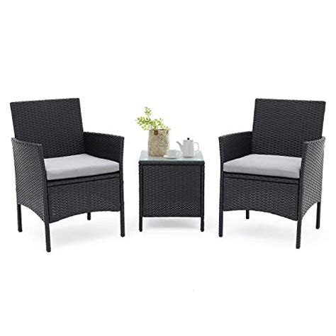 Suncrown Outdoor Furniture 3 Piece Patio Bistro Set 2 Chairs With Glass