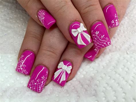 Lace 3d Bows Bow Nail Designs Cute Acrylic Nails Lines On Nails