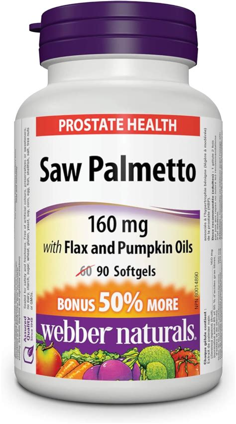 Webber Naturals Saw Palmetto Mg Contains Flax And Pumpkin Oil Softgel Amazon Ca