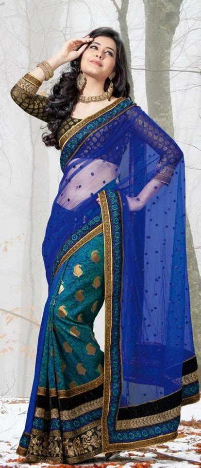 Blue Saree Wali Saree Designs Blue Saree Turquoise Blouse