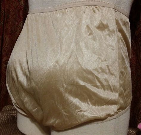 Classic Semi Sheer Underscore Nylon Brief Granny Panty Nude White New