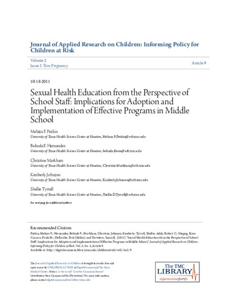 Pdf Sexual Health Education From The Perspective Of School Staff