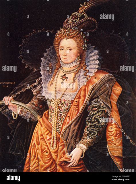 1500s 1600s Color Portrait Queen Elizabeth I From Painting By Zucchero