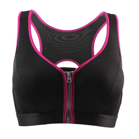 Popvcly Womens Chest Front Open Zipper Sports Bra Shockproof