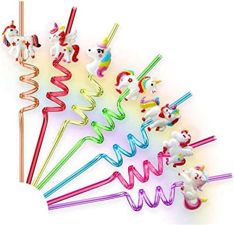 reusable glitter rainbow unicorn straws for unicorn birthday party favors 24 sparkly unicorn