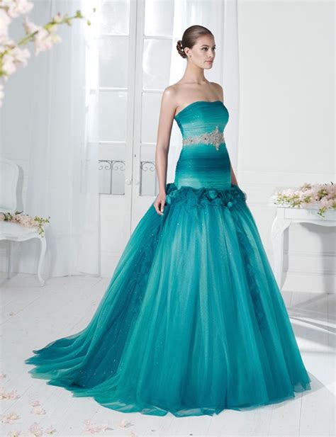 Buy Aqua Wedding Dress In Stock