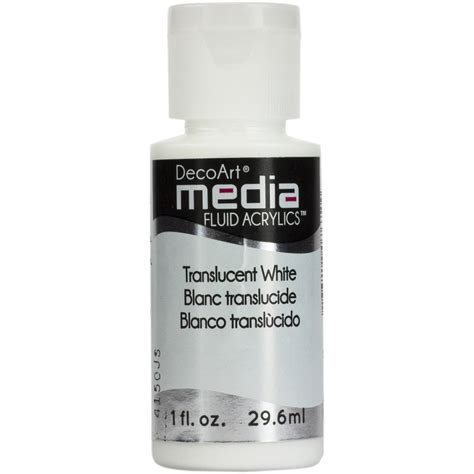 Decoart Media Fluid Acrylic Paint 1 Oz Translucent White Series 1