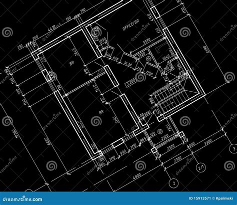 Cad Architectural Plan Drawing Blueprint Stock Image Image 15913571