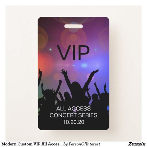 Modern Custom Vip All Access Concert Pass Badge Wedding
