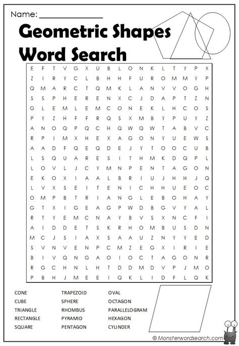 Geometric Shapes Word Search