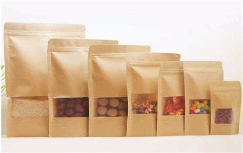 Food Grade Customized Kraft Paper Packaging With Clear Window Fda Sgs