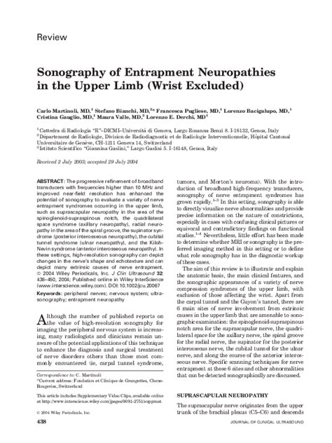 Pdf Sonography Of Entrapment Neuropathies In The Upper Limb Wrist