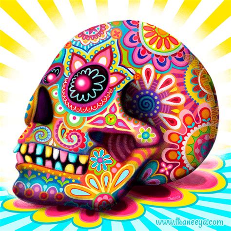 Sugar Skull Art Colorful Day Of The Dead Art By Thaneeya Mcardle