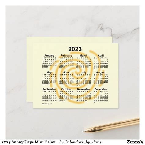 2023 Sunny Days Mini Calendar By Janz Postcard Zazzle In 2022 Mini