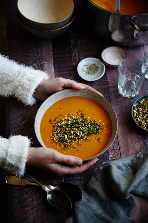 Tartelette Curry Carrot Soup With Toasted Quinoa Topping