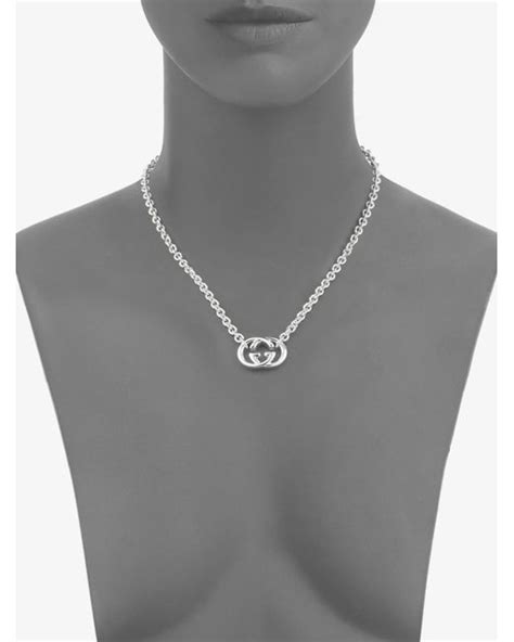 Gucci Double G Sterling Silver Necklace In Silver Lyst