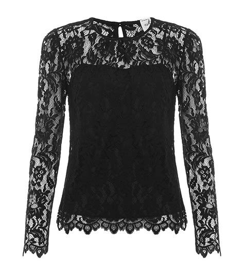 milly sheer lace blouse in black lyst