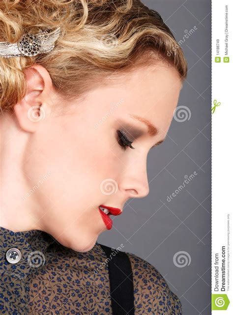 Side Profile Blonde Woman Stock Image Image Of View