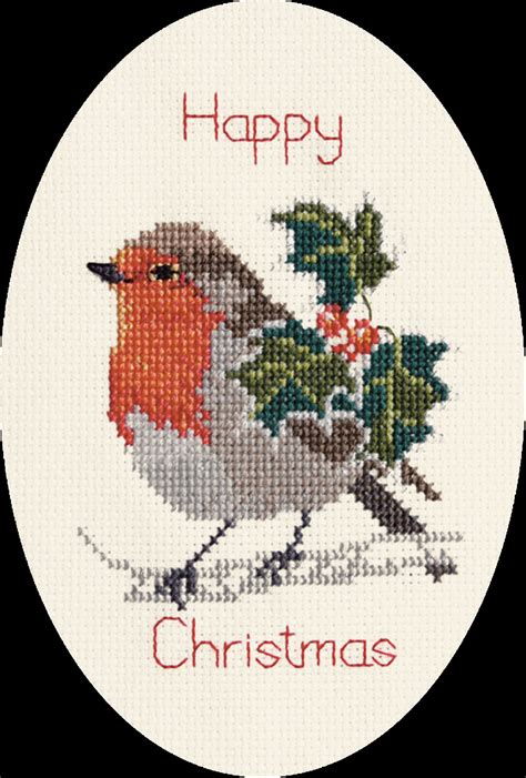 bothy-threads-holly-and-robin-christmas-card-cross-stitch-etsy-bothy-threads,-cross-stitch