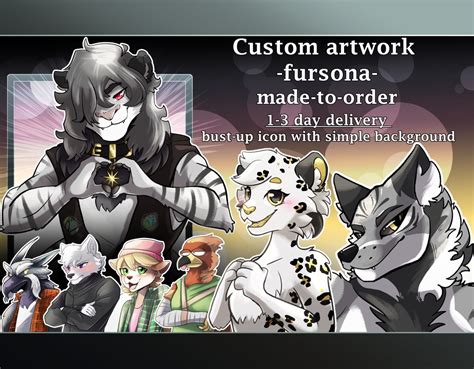 Custom Furry Artwork Commission Personalized Bust Up Fursona Artwork