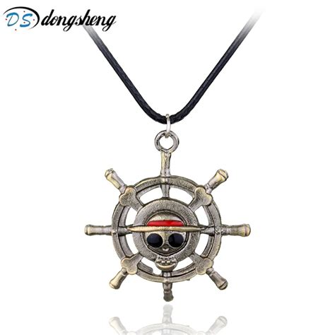 Dongsheng One Piece Vintage Anime Luffy Skull Pendant Necklace Rope