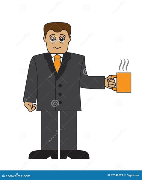 Cartoon Businessman With A Cup Of Coffee Stock Illustration