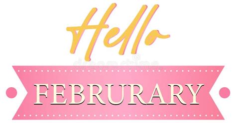 Hello February On Pink Ribbon Stock Vector Illustration Of Clip