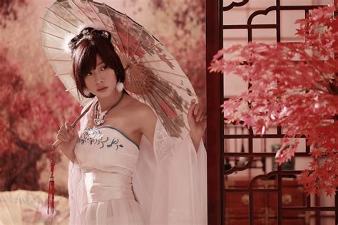 Wallpaper Model Asia Fotografi Gaun Wanita Jepang Berwarna Merah Muda Musim Semi