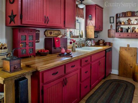Pin By Lisa Thompson On Kitchens Rustic Kitchen Red Kitchen Cabinets
