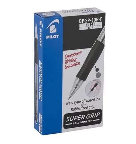 Pilot Bpgp 10r F B Super Grip Ballpoint Pen Fine 07mm Black Box Of 12